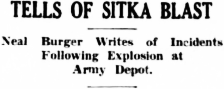 Headline: Tells of Sitka Blast, 1941