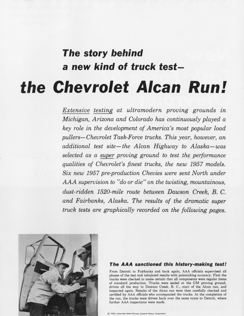 New Task Force 57 Chevrolet Trucks Proved on the Alcan Highway, 1956