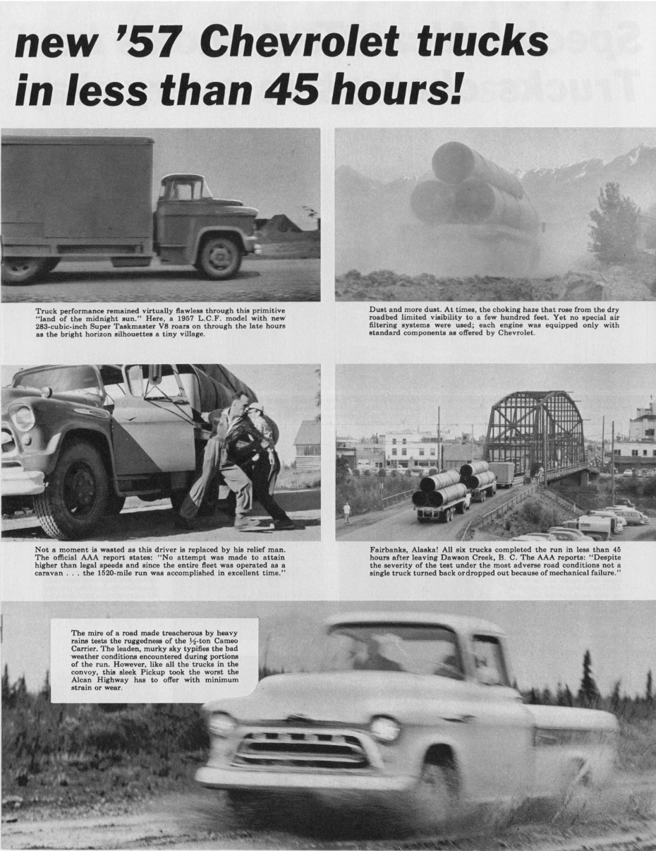 New Task Force 57 Chevrolet Trucks Proved on the Alcan Highway, 1956