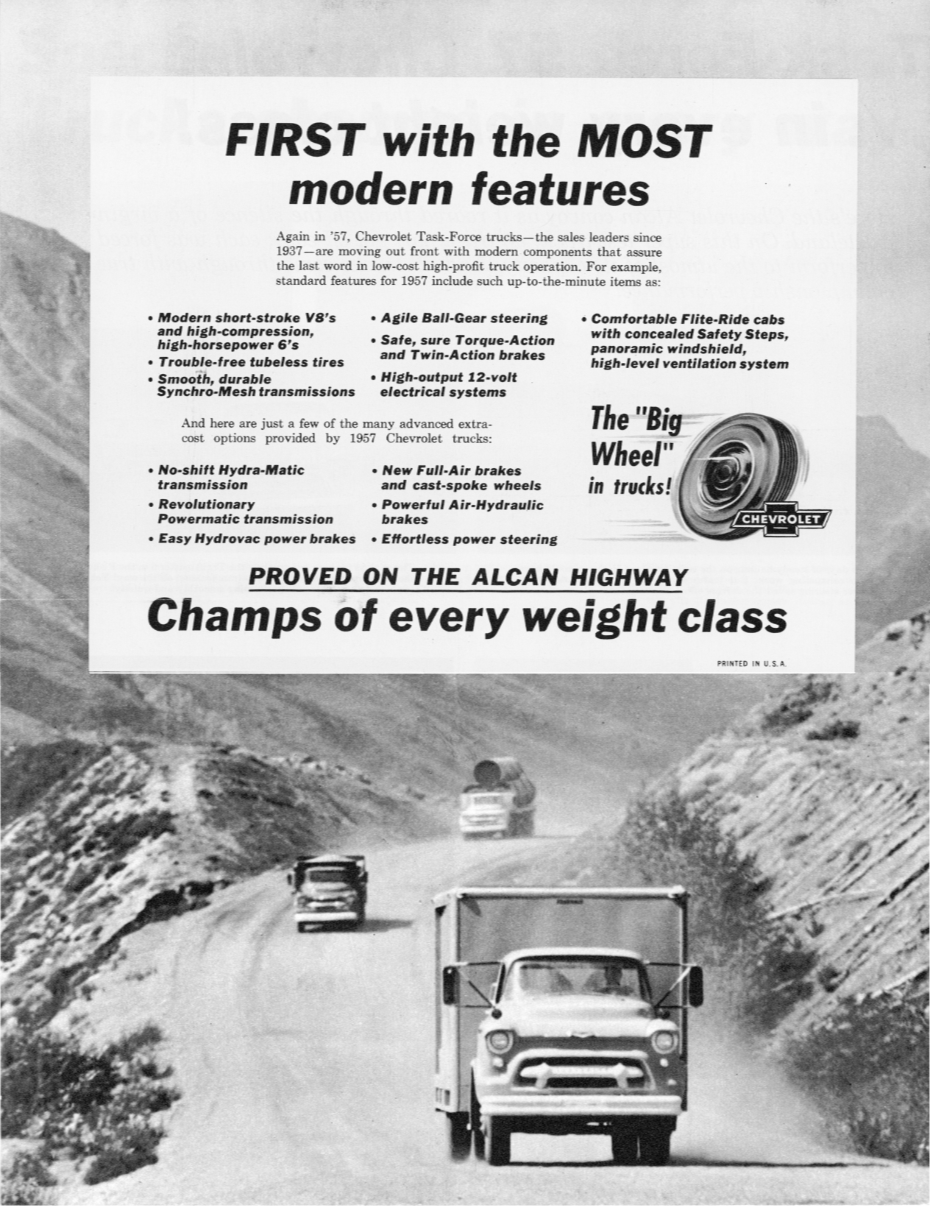 New Task Force 57 Chevrolet Trucks Proved on the Alcan Highway, 1956