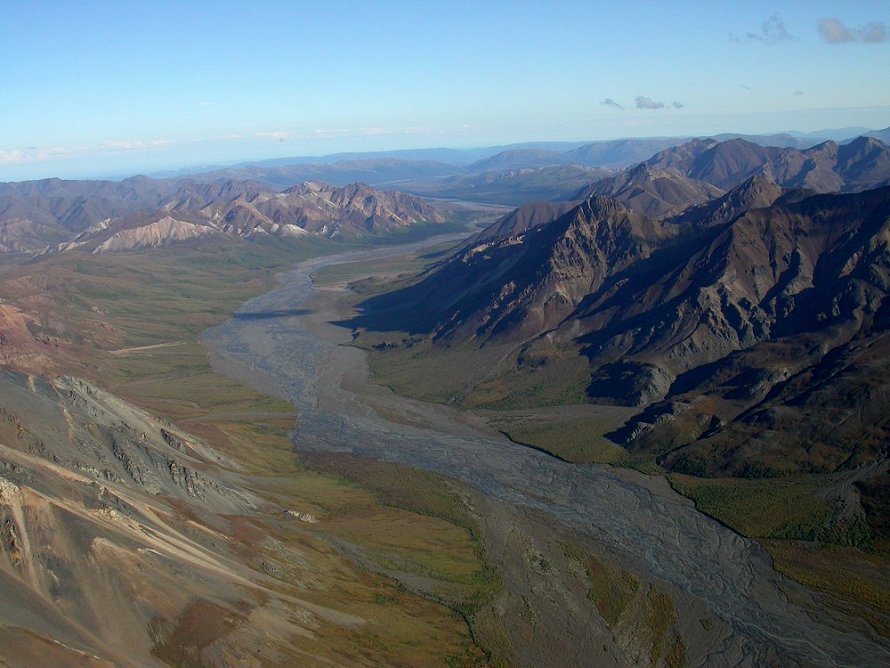 The Toklat River - Denali National Park, Alaska from the air