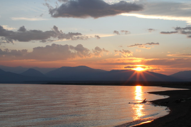 Sunrise on Kluane Lake, Yukon, in July