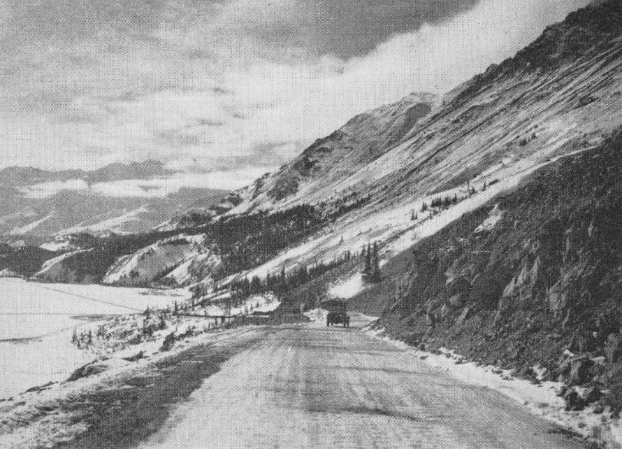 The original Alaska Highway at Soldiers Summit in 1943