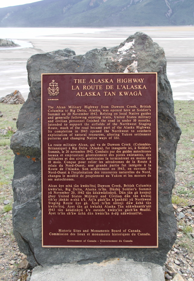 Historic Sites  plaque on the Soldier's Summit Trail, Yukon