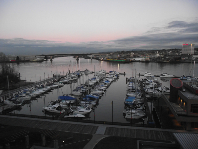The morning view from our suite at the River Rock Casino Resort