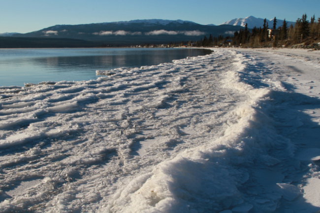 Ice on the shore of Marsh Lake, Yukon