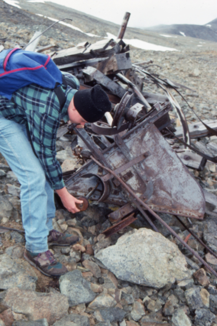 Aerial tramway wreckage at the Mountain Hero Mine  on Montana Mountain, Yukon.