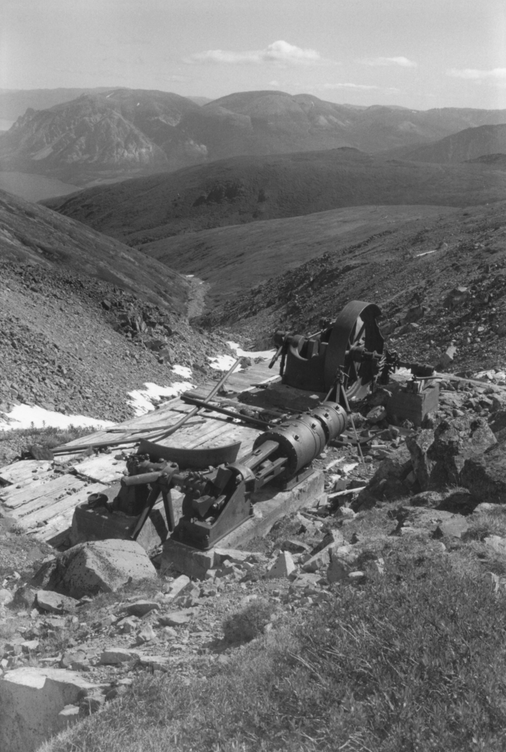 Leynor 12x14 Compound Air Compressor installed in August 1905 on Conrad Creek below the Mountain Hero Mine.