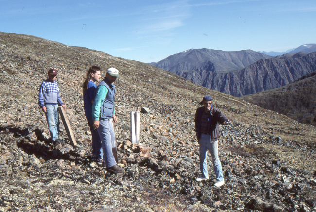 Staking our first mining claim on Montana Mountain, Yukon.