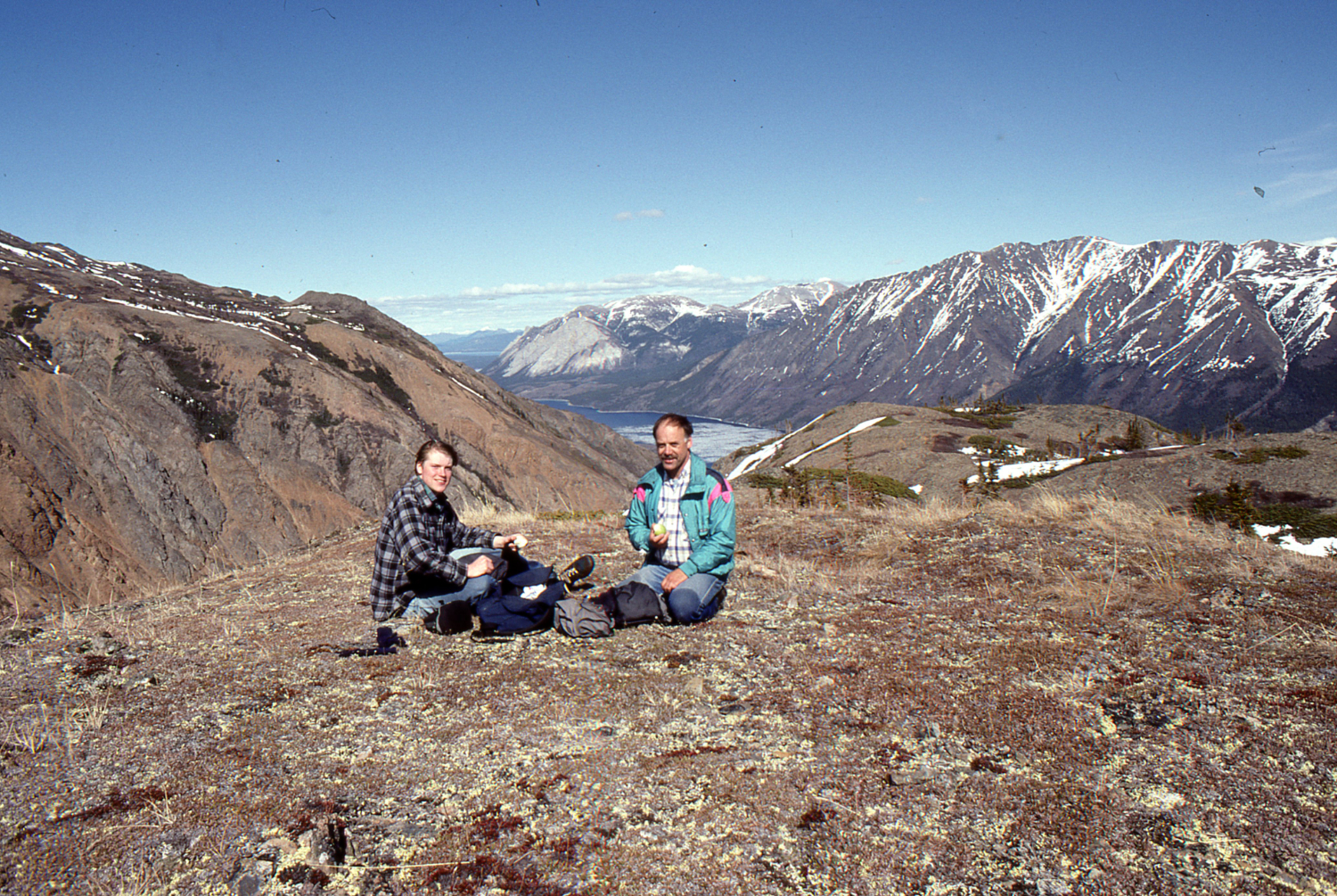 Simon Hutton and Murray Lundberg taking a break on a Pooley Canyon hike.