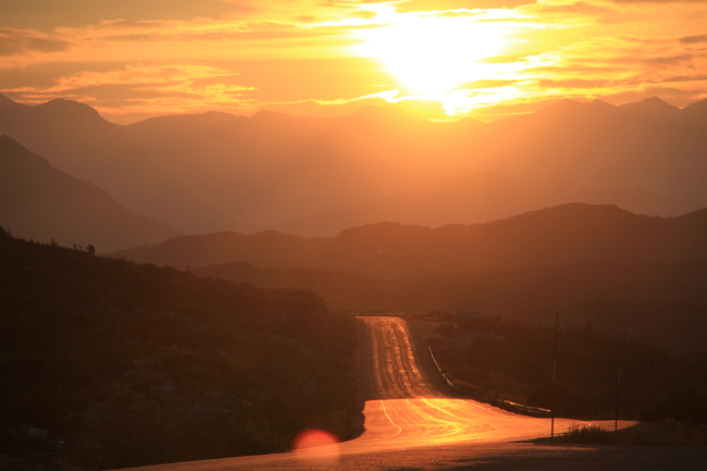 A dramatci sunrise in the White Pass