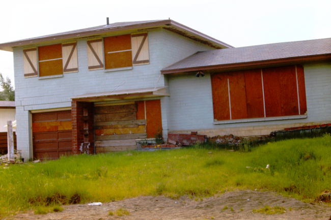 Anchorage home destroyed by 1964 earthquake, July 1966