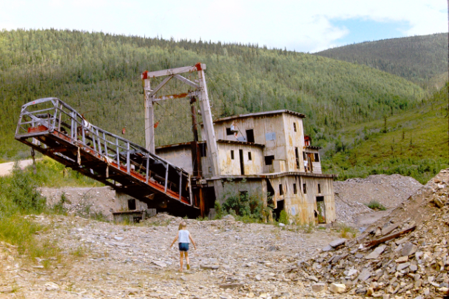 The Jack Wade gold dredge on the Taylor Highway, August 1966