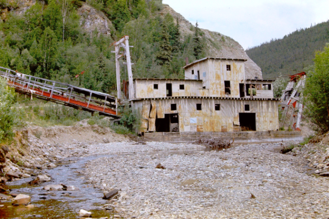 The Jack Wade gold dredge on the Taylor Highway, August 1966