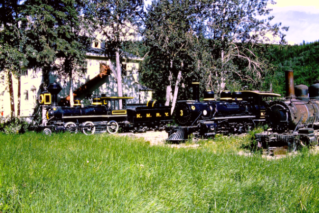 Klondike Mines Railway locomotives at Dawson City, July 1966