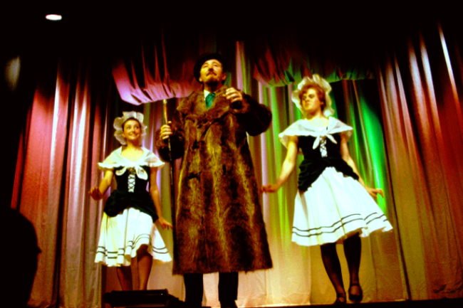 One of the Klondike Kings tells his story in the Gaslight Follies, Dawson City, July 1966