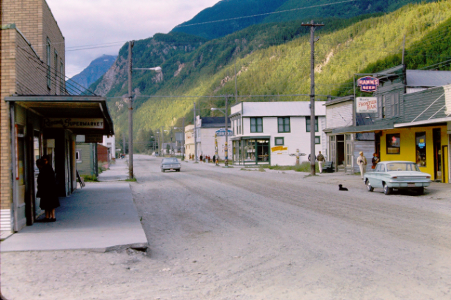 Looking up Broadway in Skagway, July 1966