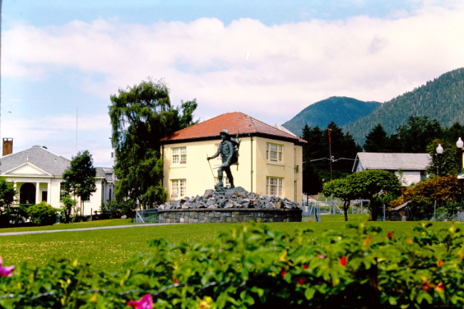 The Prospector statue at the Sitka Pioneer Home, July 1966