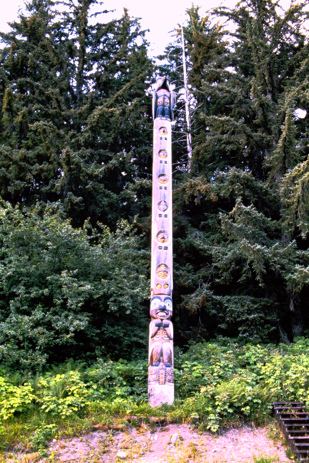 The Yaxte kooteeyaa (Big Dipper totem pole) at Auke Bay, July 1966