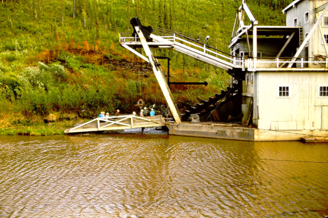 An operating gold dredge in the Klondike, 1966