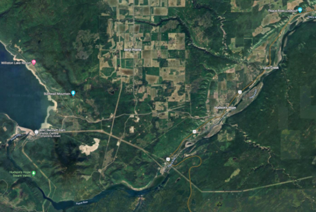 Aerial view of Hudson's Hope, BC
