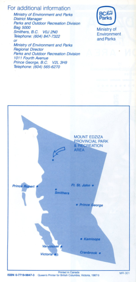 Mount Edziza Provincial Park and Recreation Area, 1987