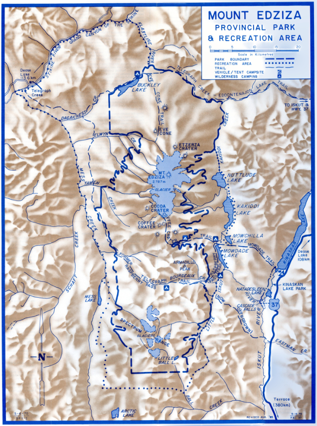 Map of Mount Edziza Provincial Park and Recreation Area, 1987