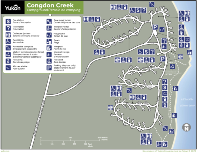 Map of Congdon Creek Campground, Yukon