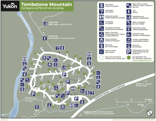 Map of Tombstone Mountain Campground, Yukon