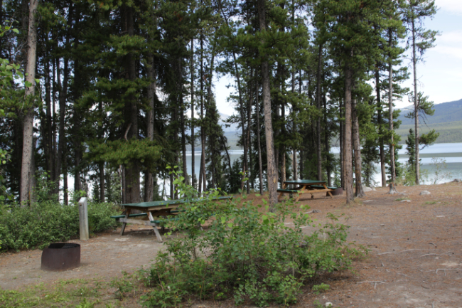 Walk-in tent sites at Squanga Lake Campground, Yukon