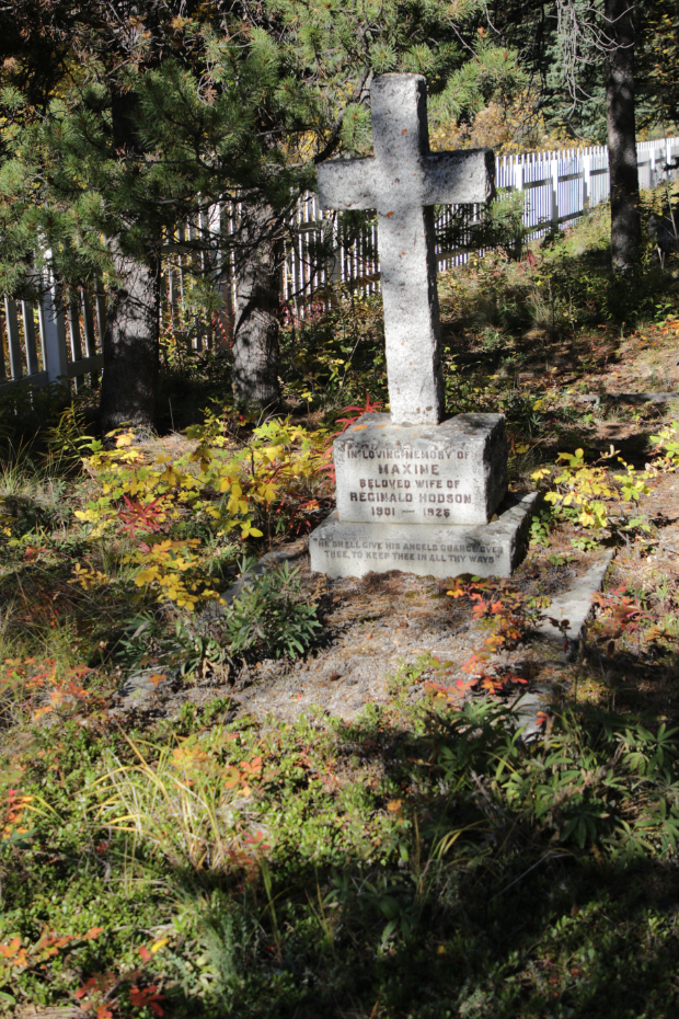 Grave of Maxine Hodson in the Atlin Pioneer Cemetery, BC