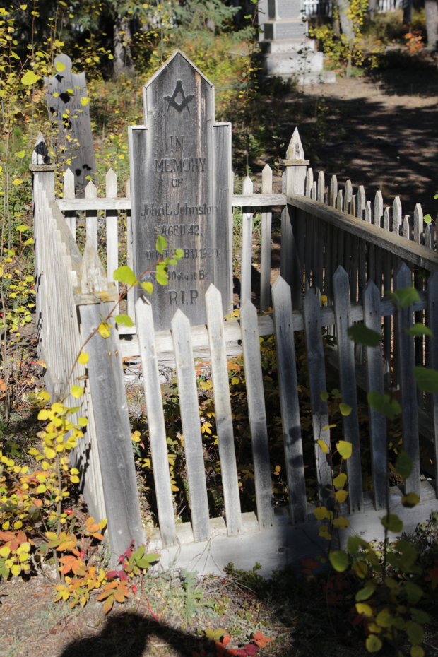 Grave of John L. Johnston in the Atlin Pioneer Cemetery, BC
