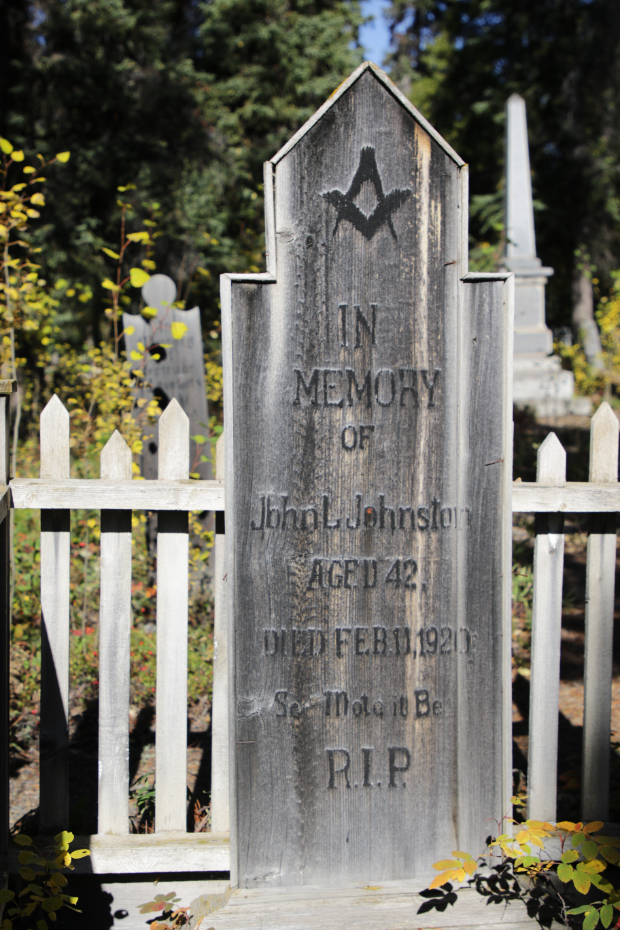 Grave of John L. Johnston in the Atlin Pioneer Cemetery, BC