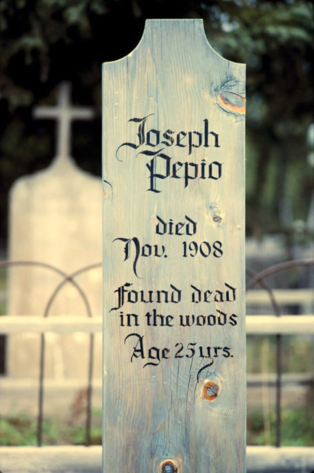 Headboard for Joseph Pepio, Atlin Pioneer Cemetery, BC