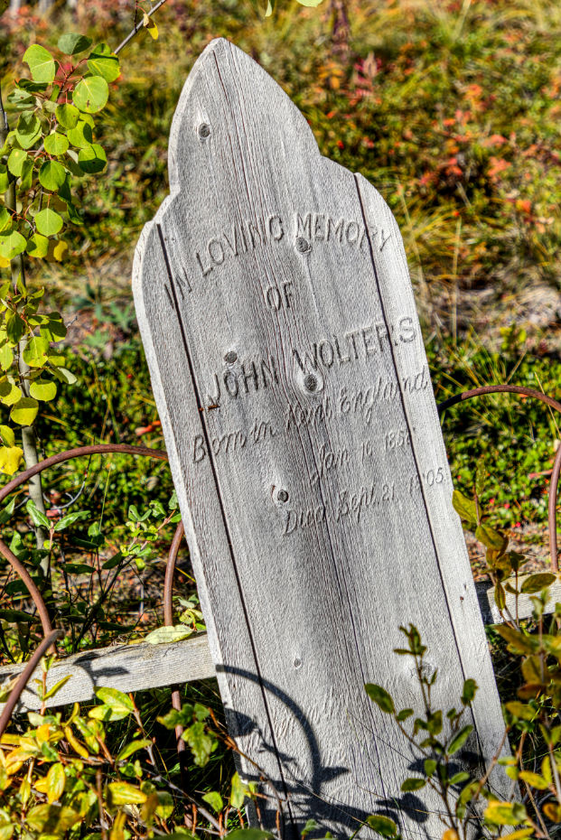 Grave of John Wolters in the Atlin Pioneer Cemetery, BC