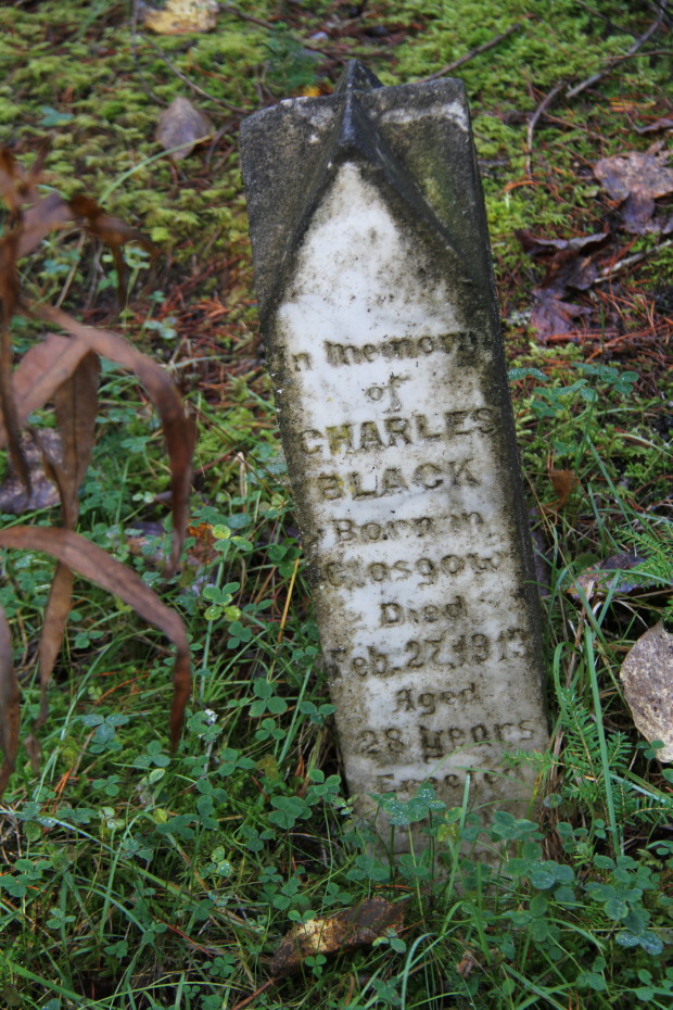 Grave of Charles Black in the Pioneer Cemetery at Skagway, Alaska