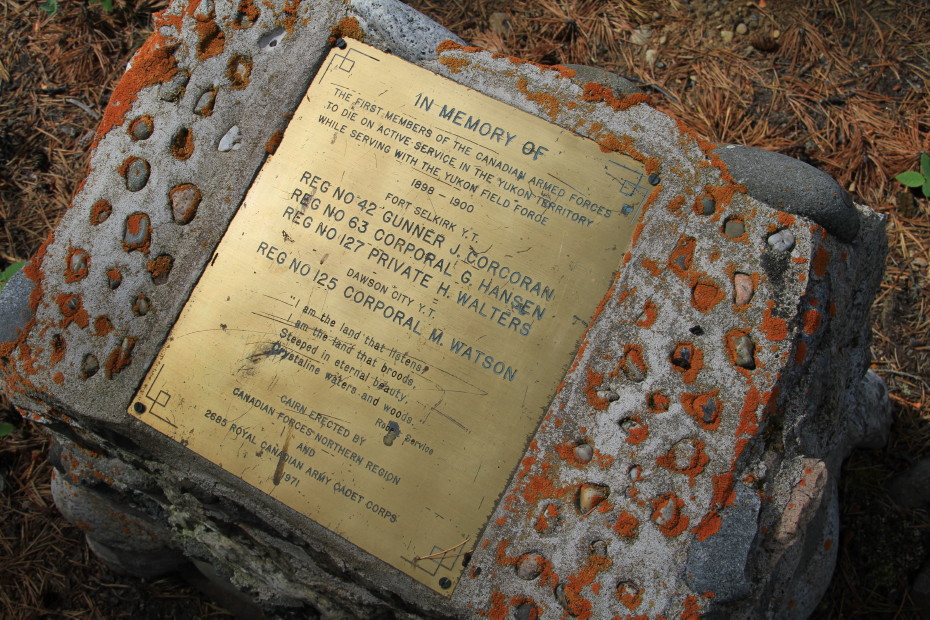 Cairn in the Yukon Field Force section of the cemetery at Fort Selkirk, Yukon