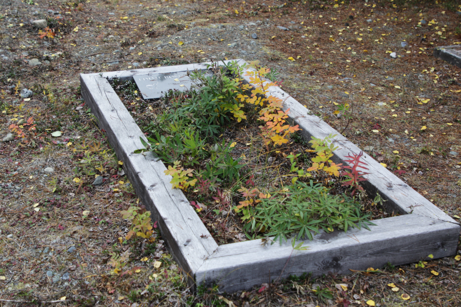 Grave of Edith Rose Braga in the Atlin Cemetery, BC