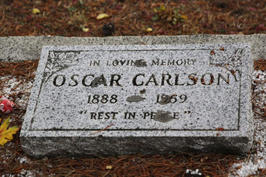 Grave of Oscar Carlson in the Atlin Cemetery, BC