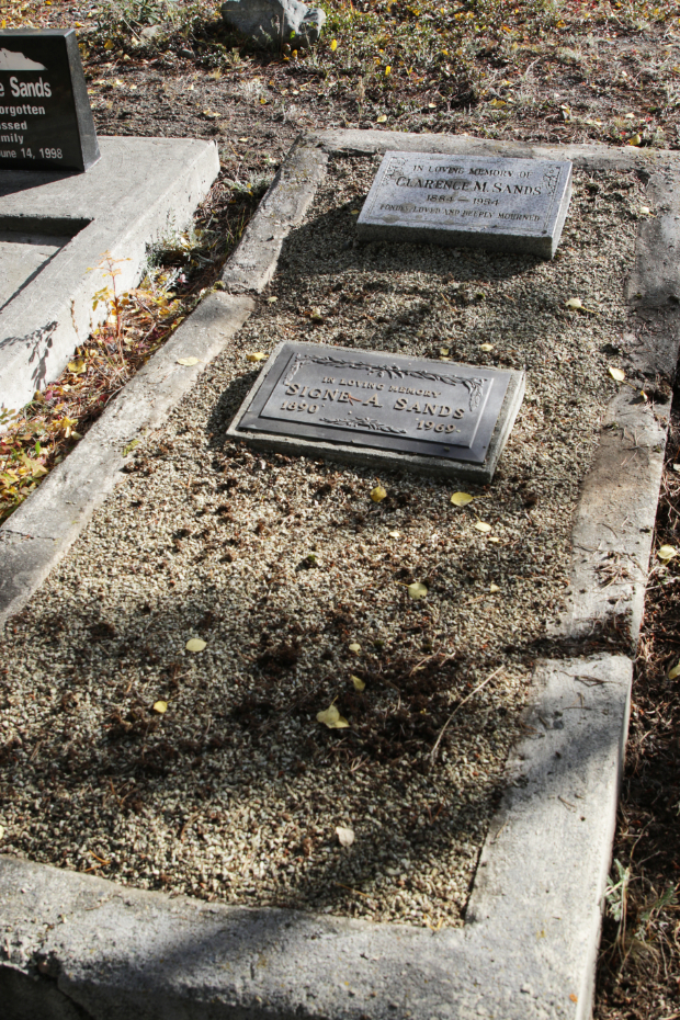 Grave of Clarence M. Sands in the Atlin Cemetery, BC