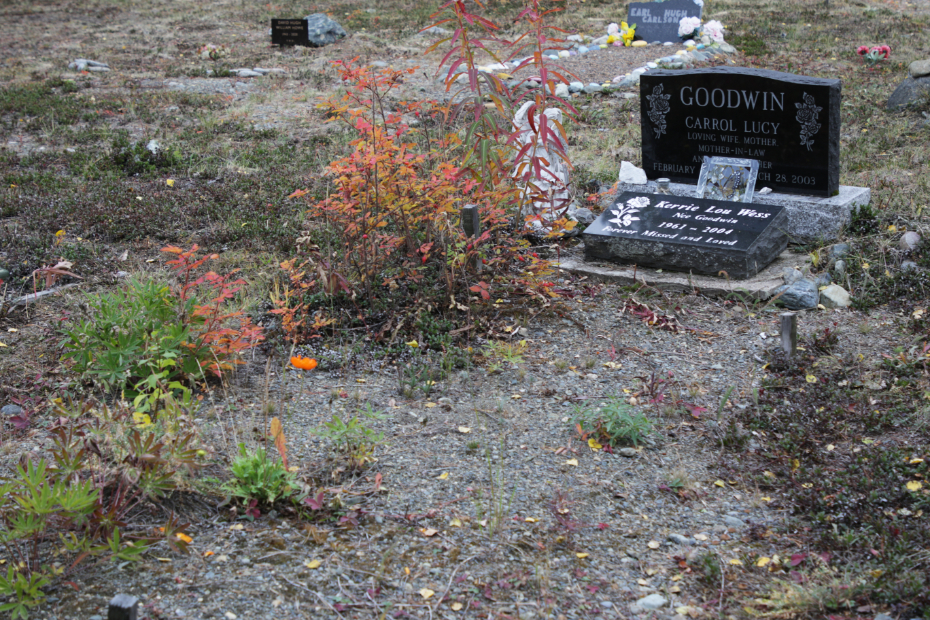 Grave of Kerrie Lou (Goodwin) Wess in the Atlin Cemetery, BC