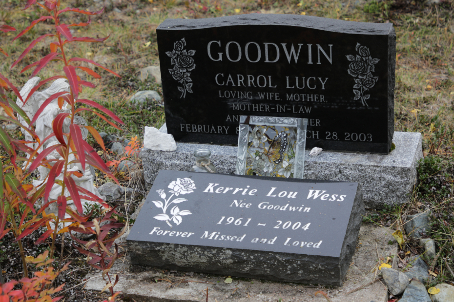 Grave of Kerrie Lou (Goodwin) Wess in the Atlin Cemetery, BC