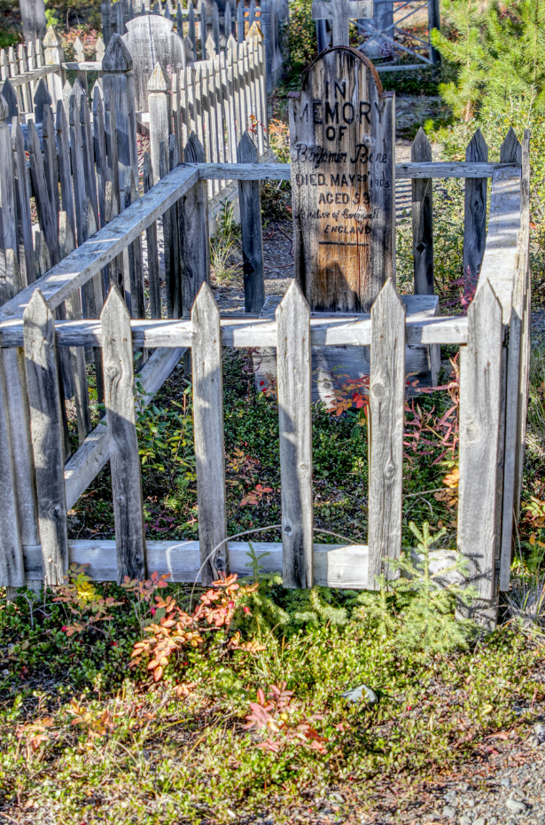 Grave of Benjamin Thomas Bone in the Atlin Pioneer Cemetery, BC