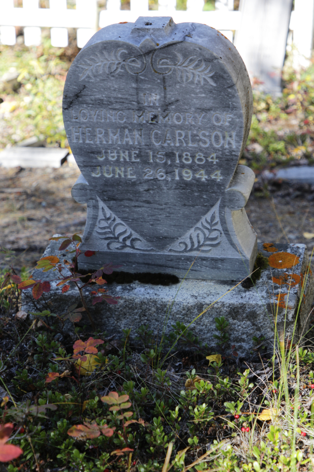 Grave of Herman Carlson in the Atlin Pioneer Cemetery, BC