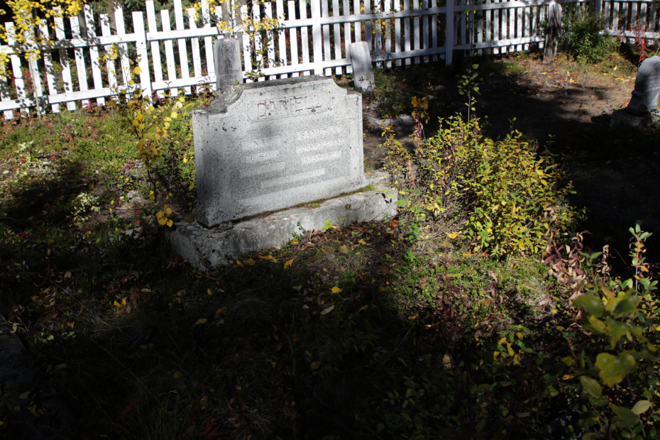 Grave of Samuel James Daniell in the Atlin Pioneer Cemetery, BC