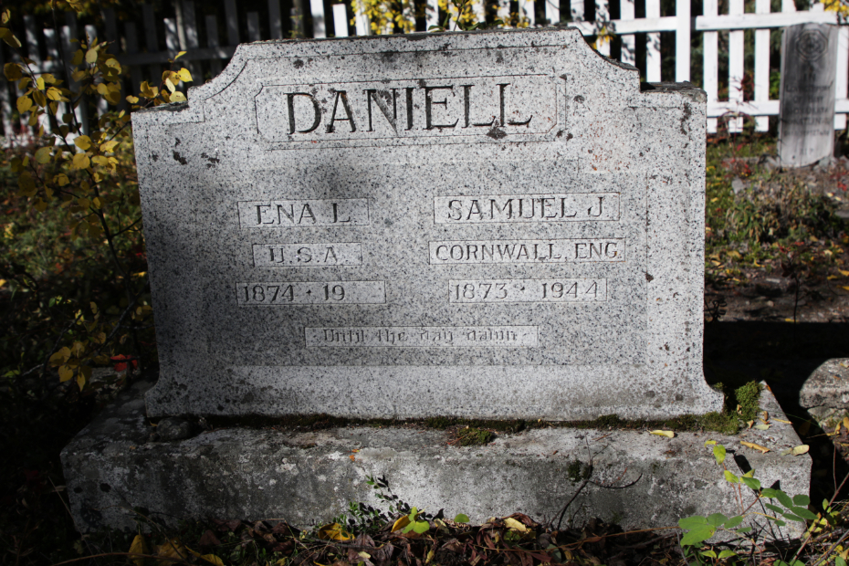 Grave of Samuel James Daniell in the Atlin Pioneer Cemetery, BC