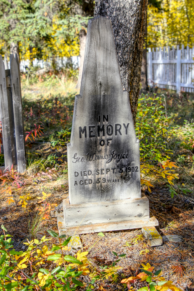 Grave of George W. 'Bill' Joyce in the Atlin Pioneer Cemetery, BC