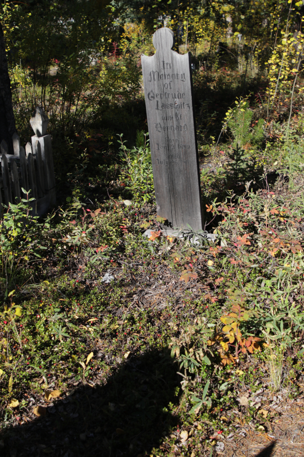 Grave of Gertrude Lasswitz in the Atlin Pioneer Cemetery, BC