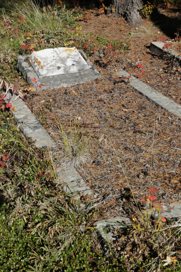 Grave of James W. Mackintosh in the Atlin Pioneer Cemetery, BC