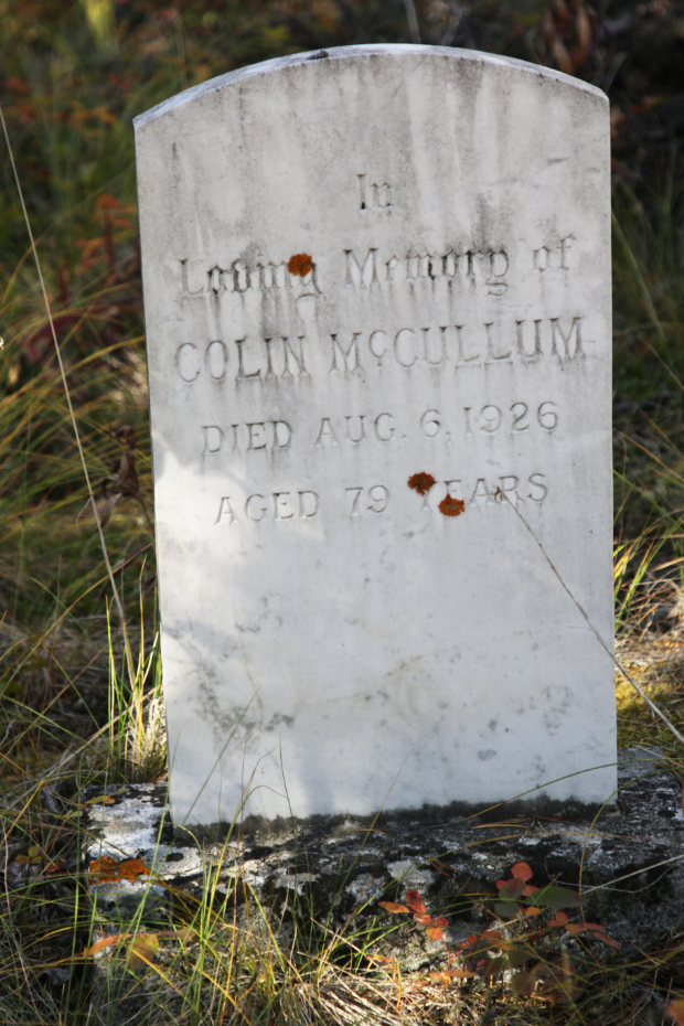 Grave of Colin McCullum in the Atlin Pioneer Cemetery, BC
